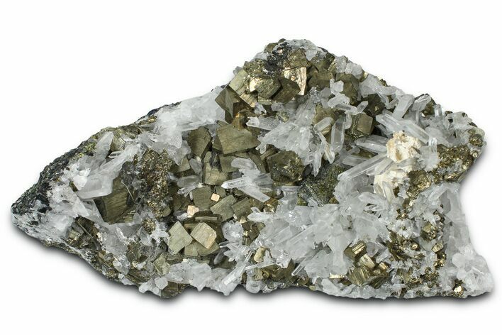 Cubic Pyrite Crystals on Quartz - Peru #369807